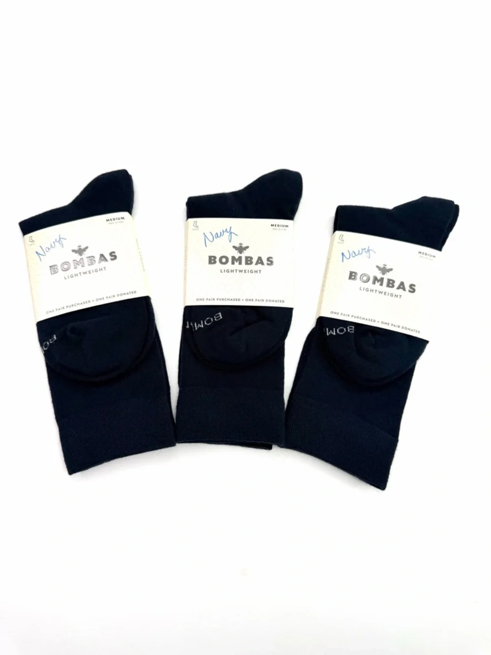 Bombas Navy Blue Lightweight Women’s Calf Dress Crew Socks Set of 3 Pairs NWT